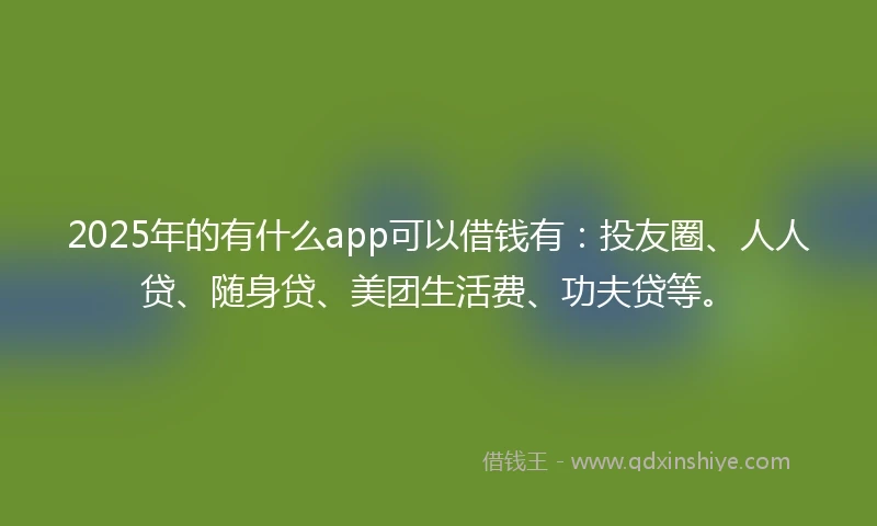 2025年的有什么app可以借钱有：投友圈、人人贷、随身贷、美团生活费、功夫贷等。