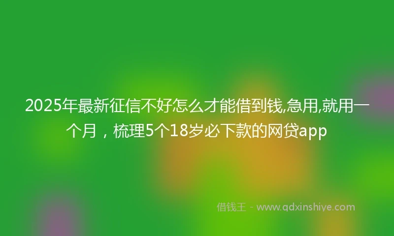 2025年最新征信不好怎么才能借到钱,急用,就用一个月，梳理5个18岁必下款的网贷app