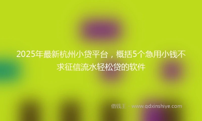 2025年最新杭州小贷平台，概括5个急用小钱不求征信流水轻松贷的软件