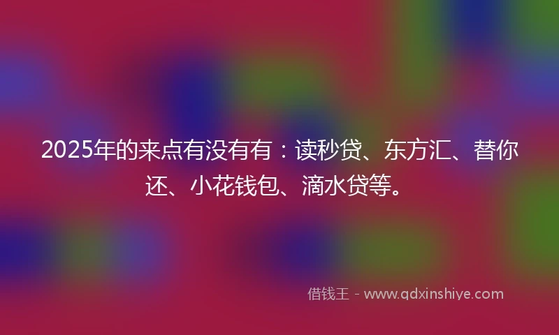 2025年的来点有没有有：读秒贷、东方汇、替你还、小花钱包、滴水贷等。