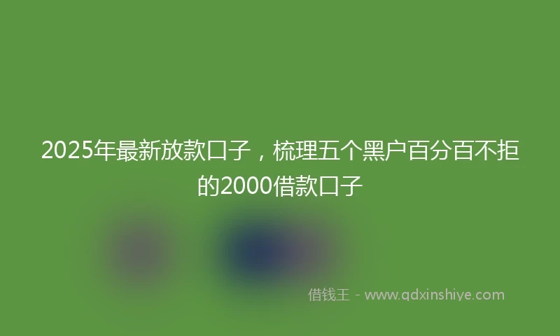 2025年最新放款口子，梳理五个黑户百分百不拒的2000借款口子
