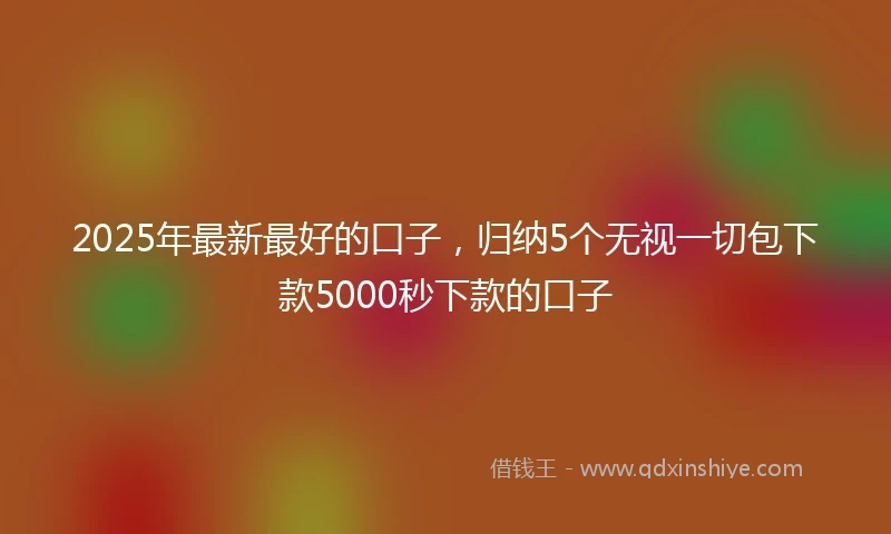 2025年最新最好的口子，归纳5个无视一切包下款5000秒下款的口子