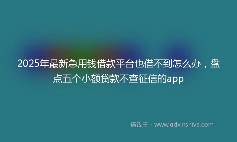 2025年最新急用钱借款平台也借不到怎么办，盘点五个小额贷款不查征信的app