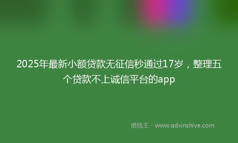 2025年最新小额贷款无征信秒通过17岁，整理五个贷款不上诚信平台的app