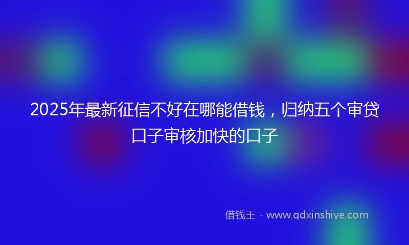 2025年最新征信不好在哪能借钱，归纳五个审贷口子审核加快的口子