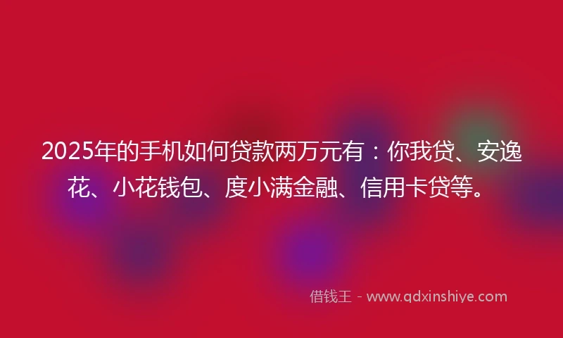 2025年的手机如何贷款两万元有：你我贷、安逸花、小花钱包、度小满金融、信用卡贷等。