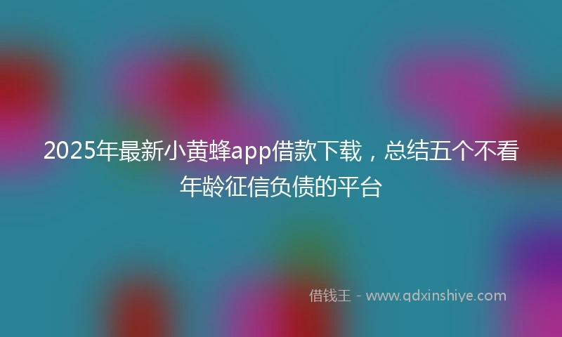 2025年最新小黄蜂app借款下载,总结五个不看年龄征信负债的平台