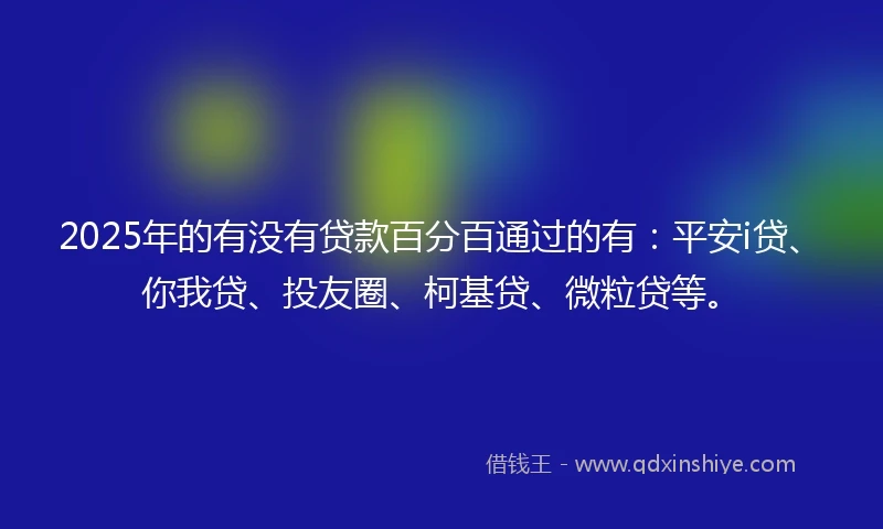 2025年的有没有贷款百分百通过的有：平安i贷、你我贷、投友圈、柯基贷、微粒贷等。