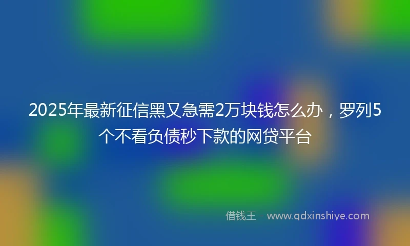 2025年最新征信黑又急需2万块钱怎么办，罗列5个不看负债秒下款的网贷平台