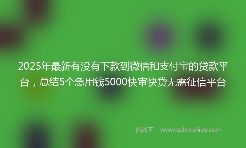 2025年最新有没有下款到微信和支付宝的贷款平台，总结5个急用钱5000快审快贷无需征信平台