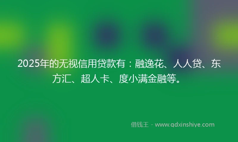 2025年的无视信用贷款有：融逸花、人人贷、东方汇、超人卡、度小满金融等。