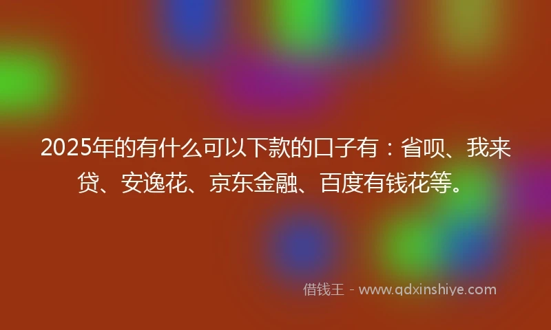 2025年的有什么可以下款的口子有：省呗、我来贷、安逸花、京东金融、百度有钱花等。