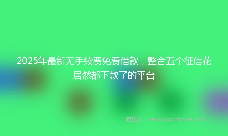 2025年最新无手续费免费借款，整合五个征信花居然都下款了的平台