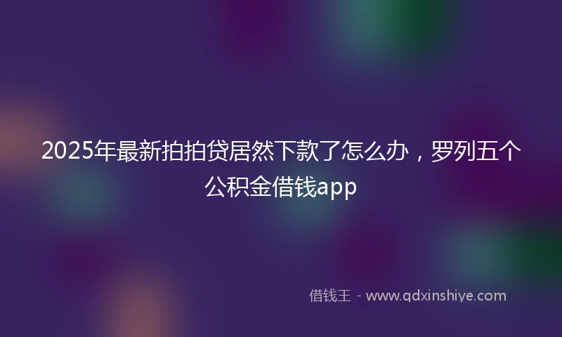 2025年最新拍拍贷居然下款了怎么办，罗列五个公积金借钱app