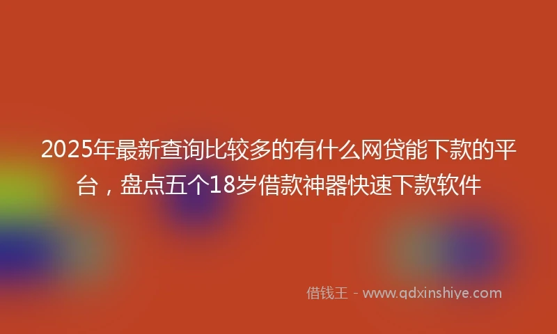 2025年最新查询比较多的有什么网贷能下款的平台，盘点五个18岁借款神器快速下款软件
