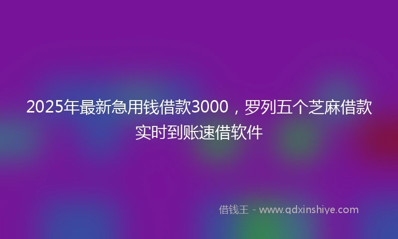 2025年最新急用钱借款3000，罗列五个芝麻借款实时到账速借软件