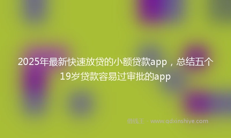 2025年最新快速放贷的小额贷款app，总结五个19岁贷款容易过审批的app
