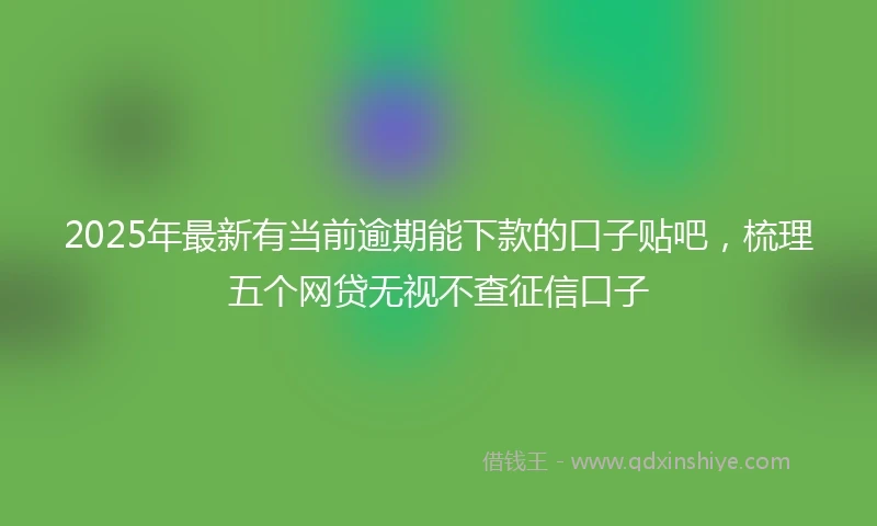 2025年最新有当前逾期能下款的口子贴吧，梳理五个网贷无视不查征信口子