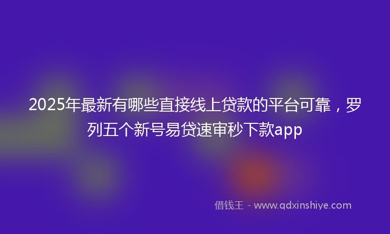 2025年最新有哪些直接线上贷款的平台可靠，罗列五个新号易贷速审秒下款app