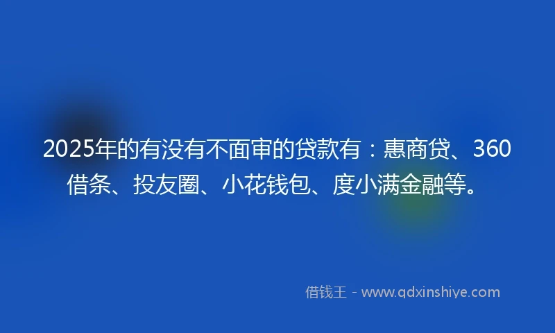 2025年的有没有不面审的贷款有：惠商贷、360借条、投友圈、小花钱包、度小满金融等。