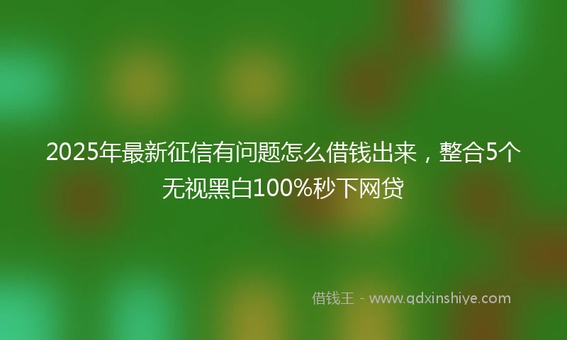 2025年最新征信有问题怎么借钱出来，整合5个无视黑白100%秒下网贷