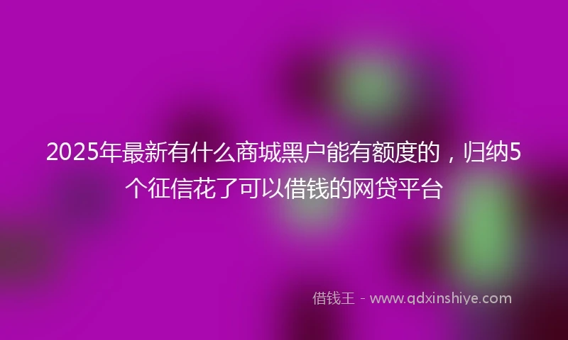 2025年最新有什么商城黑户能有额度的，归纳5个征信花了可以借钱的网贷平台
