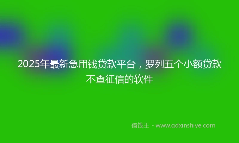 2025年最新急用钱贷款平台，罗列五个小额贷款不查征信的软件