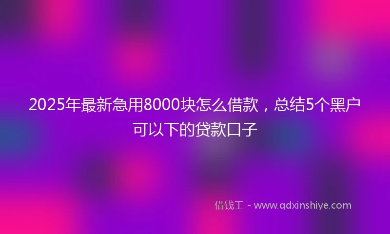 2025年最新急用8000块怎么借款，总结5个黑户可以下的贷款口子