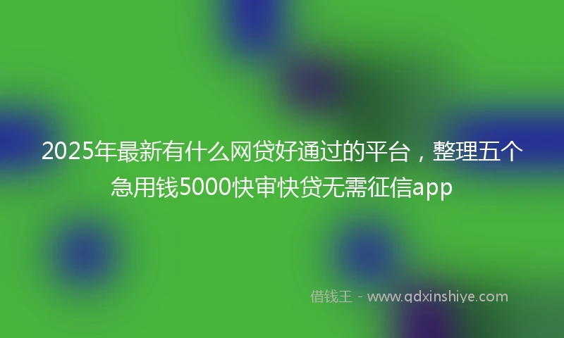 2025年最新有什么网贷好通过的平台，整理五个急用钱5000快审快贷无需征信app
