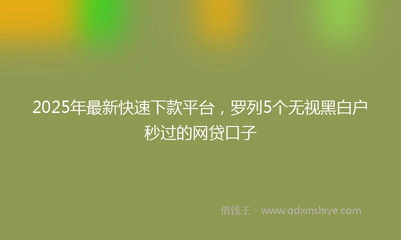2025年最新快速下款平台，罗列5个无视黑白户秒过的网贷口子