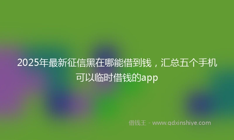 2025年最新征信黑在哪能借到钱，汇总五个手机可以临时借钱的app