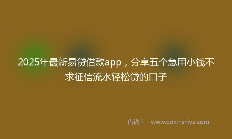 2025年最新易贷借款app，分享五个急用小钱不求征信流水轻松贷的口子