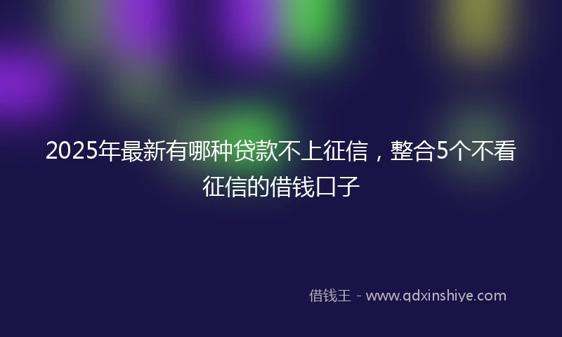 2025年最新有哪种贷款不上征信，整合5个不看征信的借钱口子