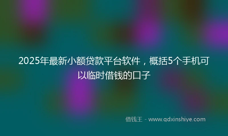 2025年最新小额贷款平台软件，概括5个手机可以临时借钱的口子