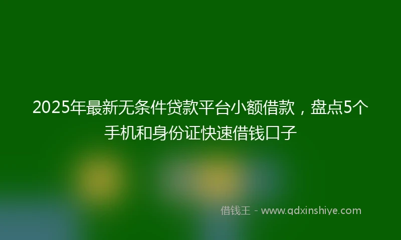 2025年最新无条件贷款平台小额借款，盘点5个手机和身份证快速借钱口子