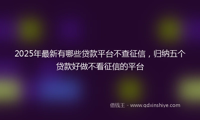 2025年最新有哪些贷款平台不查征信，归纳五个贷款好做不看征信的平台