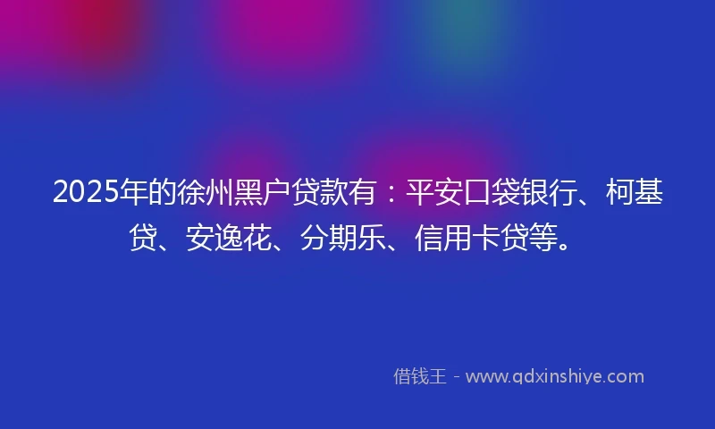 2025年的徐州黑户贷款有：平安口袋银行、柯基贷、安逸花、分期乐、信用卡贷等。
