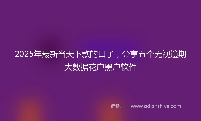 2025年最新当天下款的口子，分享五个无视逾期大数据花户黑户软件