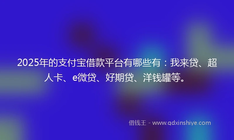 2025年的支付宝借款平台有哪些有：我来贷、超人卡、e微贷、好期贷、洋钱罐等。