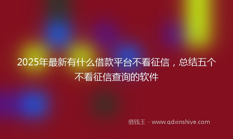 2025年最新有什么借款平台不看征信，总结五个不看征信查询的软件
