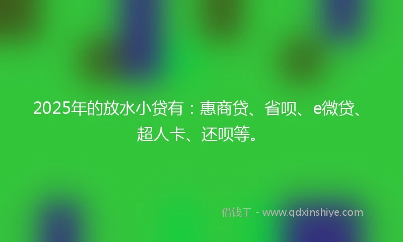 2025年的放水小贷有：惠商贷、省呗、e微贷、超人卡、还呗等。