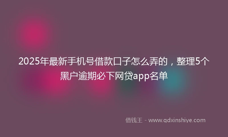 2025年最新手机号借款口子怎么弄的，整理5个黑户逾期必下网贷app名单
