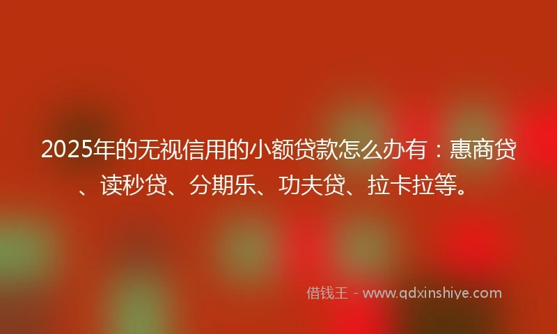2025年的无视信用的小额贷款怎么办有：惠商贷、读秒贷、分期乐、功夫贷、拉卡拉等。