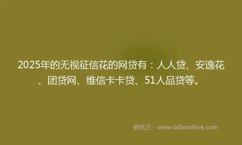 2025年的无视征信花的网贷有:人人贷、安逸花、团贷网、维信卡卡贷、51人品贷等。