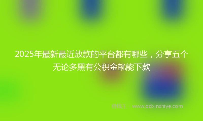 2025年最新最近放款的平台都有哪些，分享五个无论多黑有公积金就能下款
