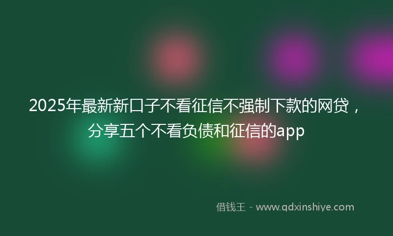 2025年最新新口子不看征信不强制下款的网贷，分享五个不看负债和征信的app