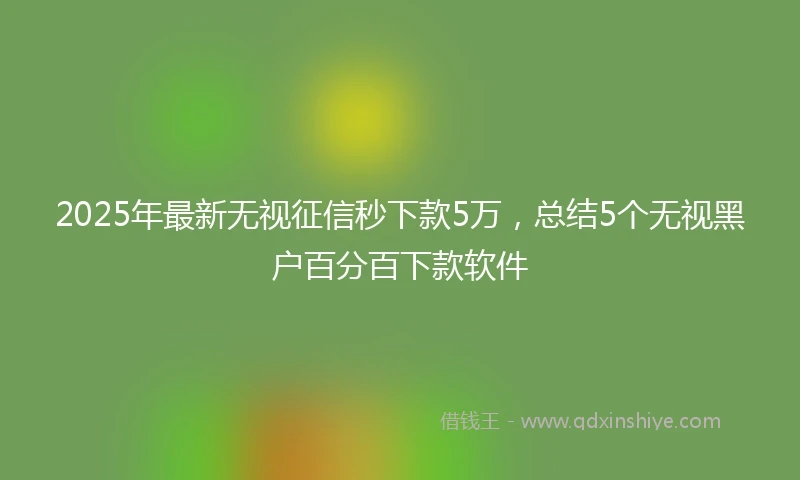 2025年最新无视征信秒下款5万，总结5个无视黑户百分百下款软件