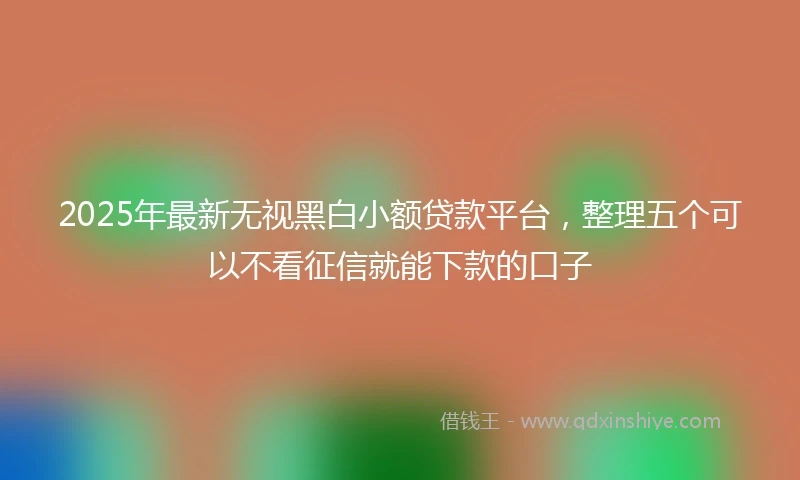 2025年最新无视黑白小额贷款平台，整理五个可以不看征信就能下款的口子