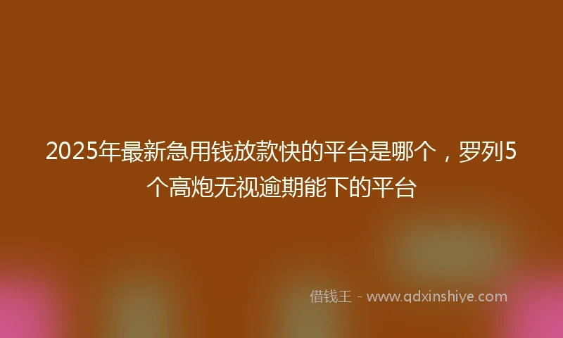 2025年最新急用钱放款快的平台是哪个，罗列5个高炮无视逾期能下的平台