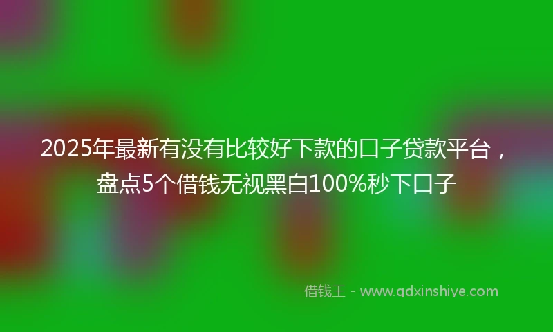 2025年最新有没有比较好下款的口子贷款平台，盘点5个借钱无视黑白100%秒下口子